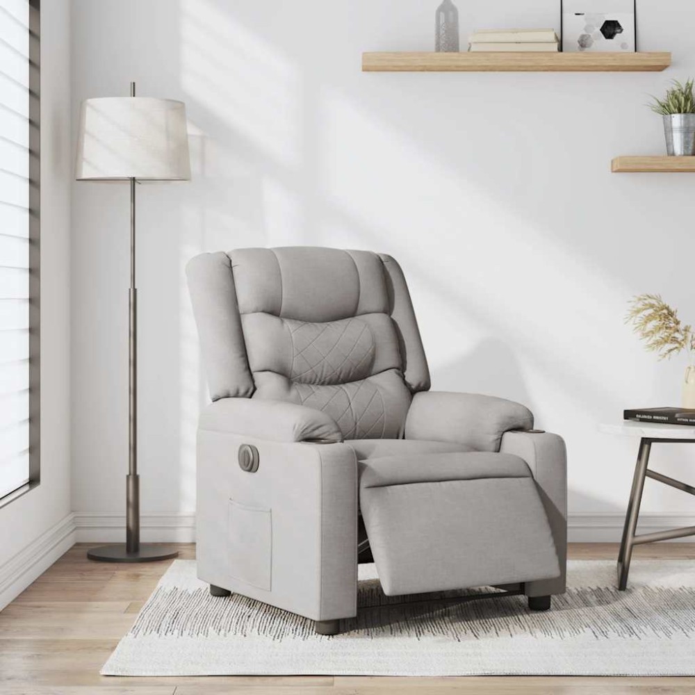 vidaXL Scaun reclinabil electric Cloud Grey Fabric