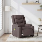 vidaXL Fotoliu electric de masaj rabatabil, maro închis, textil