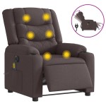 vidaXL Fotoliu electric de masaj rabatabil, maro închis, textil