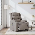 vidaXL Fotoliu electric de masaj rabatabil, gri taupe, textil