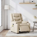 vidaXL Fotoliu electric de masaj rabatabil, crem, textil