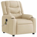 vidaXL Fotoliu electric de masaj rabatabil, crem, textil