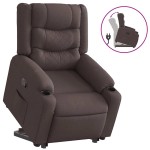 vidaXL Fotoliu rabatabil cu ridicare pe verticală, maro închis, textil