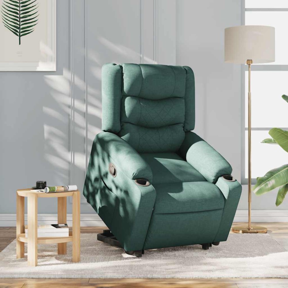 vidaXL Fotoliu rabatabil ridicare pe verticală, verde închis, textil