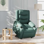 vidaXL Fotoliu rabatabil ridicare pe verticală, verde închis, textil vidaXL Fotoliu rabatabil ridicare pe verticală, verde închis, textil