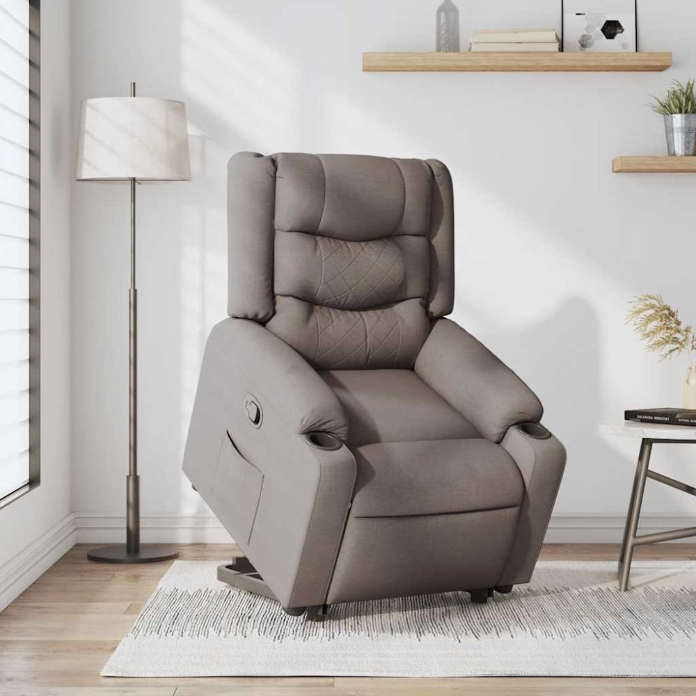 vidaXL Fotoliu rabatabil cu ridicare pe verticală, gri taupe, textil