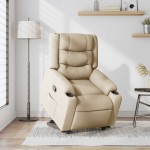 vidaXL Fotoliu rabatabil cu ridicare pe verticală, crem, textil