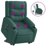 vidaXL Fotoliu rabatabil de masaj, cu ridicare, verde închis, textil