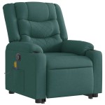 vidaXL Fotoliu rabatabil de masaj, cu ridicare, verde închis, textil