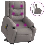 vidaXL Fotoliu rabatabil de masaj cu ridicare, gri taupe, textil