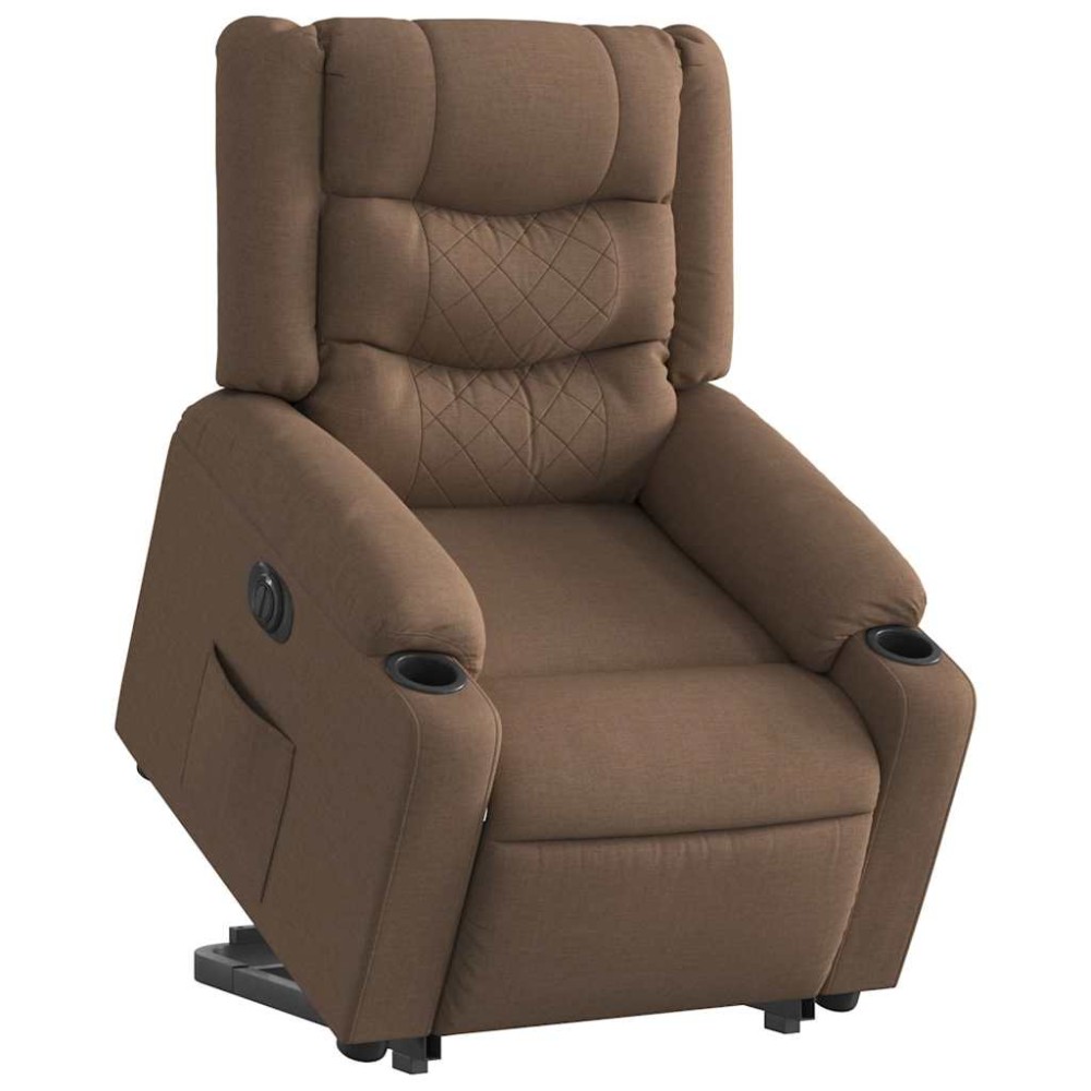 vidaXL Fotoliu electric rabatabil cu ridicare, maro, textil
