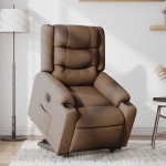 vidaXL Fotoliu electric rabatabil cu ridicare, maro, textil