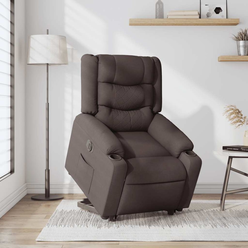 vidaXL Fotoliu electric rabatabil cu ridicare, maro închis, textil