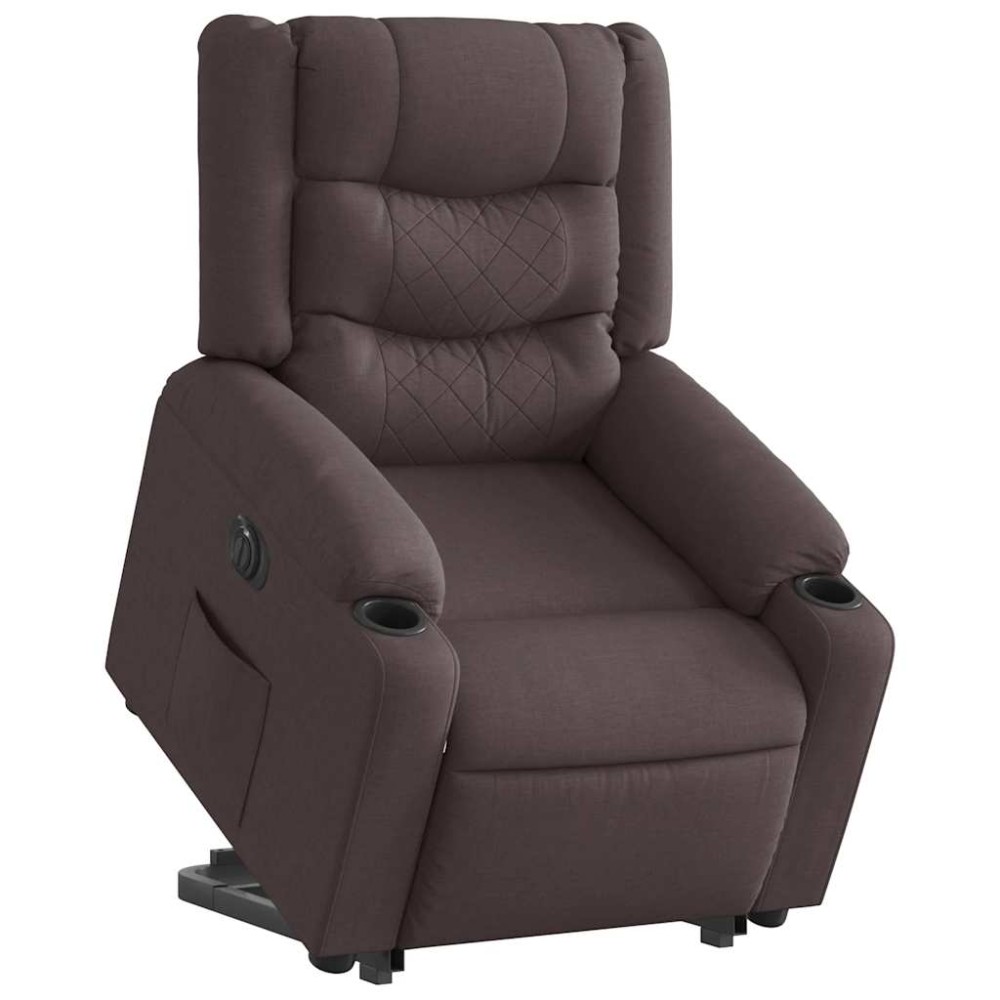 vidaXL Fotoliu electric rabatabil cu ridicare, maro închis, textil