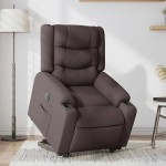 vidaXL Fotoliu electric rabatabil cu ridicare, maro închis, textil