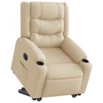 vidaXL Fotoliu electric rabatabil cu ridicare, crem, textil