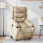 vidaXL Fotoliu electric rabatabil cu ridicare, crem, textil