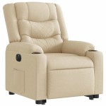 vidaXL Fotoliu electric rabatabil cu ridicare, crem, textil