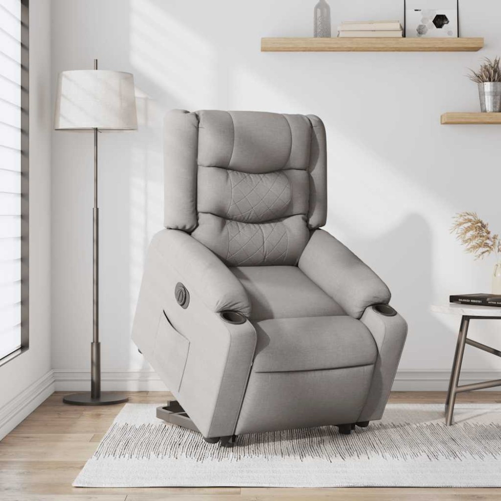 vidaXL Scaun reclinabil electric, țesătură gri nor