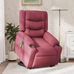 vidaXL Fotoliu de masaj electric rabatabil cu ridicare roșu vin textil