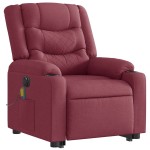 vidaXL Fotoliu de masaj electric rabatabil cu ridicare roșu vin textil