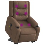 vidaXL Fotoliu electric de masaj rabatabil cu ridicare, maro, textil vidaXL Fotoliu electric de masaj rabatabil cu ridicare, maro, textil