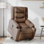 vidaXL Fotoliu electric de masaj rabatabil cu ridicare, maro, textil vidaXL Fotoliu electric de masaj rabatabil cu ridicare, maro, textil