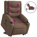 vidaXL Fotoliu electric de masaj rabatabil cu ridicare, maro, textil vidaXL Fotoliu electric de masaj rabatabil cu ridicare, maro, textil