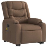 vidaXL Fotoliu electric de masaj rabatabil cu ridicare, maro, textil vidaXL Fotoliu electric de masaj rabatabil cu ridicare, maro, textil