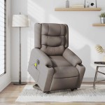 vidaXL Fotoliu electric masaj rabatabil cu ridicare, gri taupe, textil