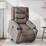 vidaXL Fotoliu electric masaj rabatabil cu ridicare, gri taupe, textil