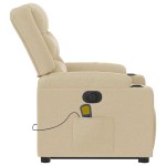 vidaXL Fotoliu electric de masaj rabatabil cu ridicare, crem, textil vidaXL Fotoliu electric de masaj rabatabil cu ridicare, crem, textil
