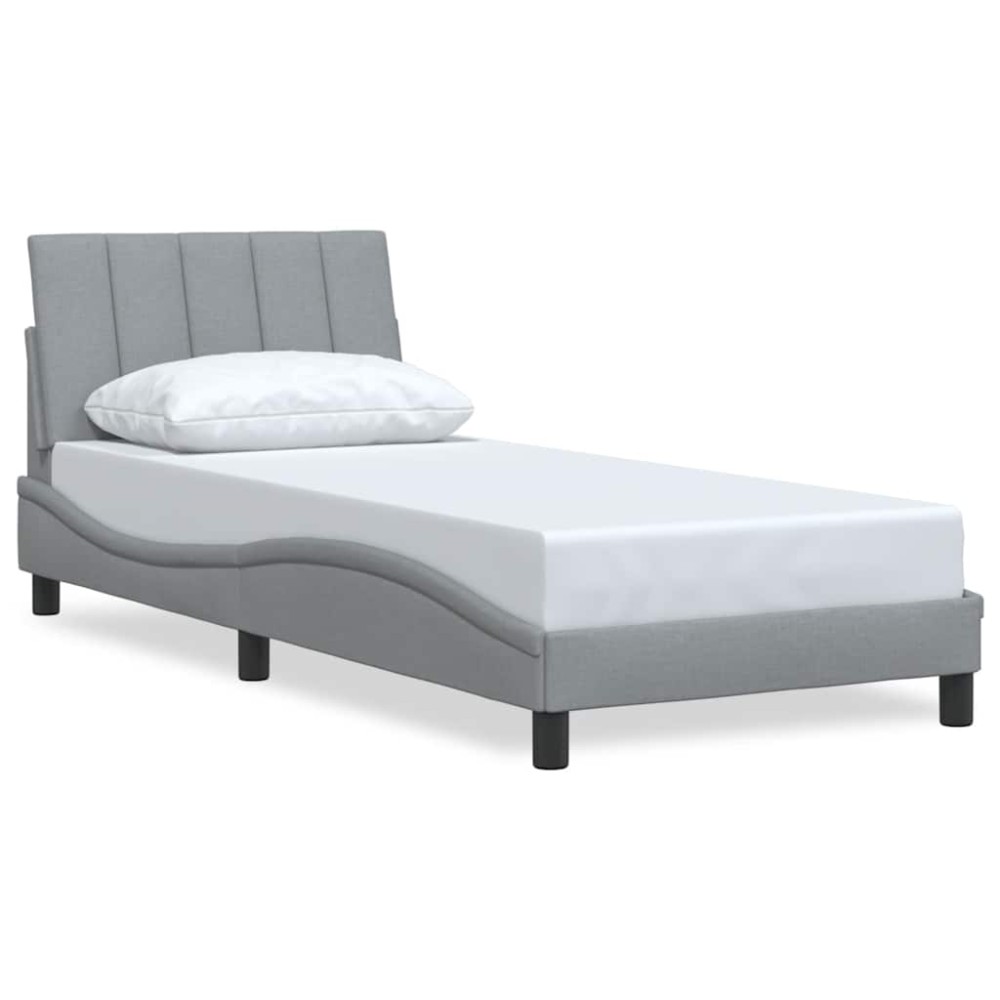 vidaXL Cadru de pat fără saltea, gri deschis, 90x190 cm, textil