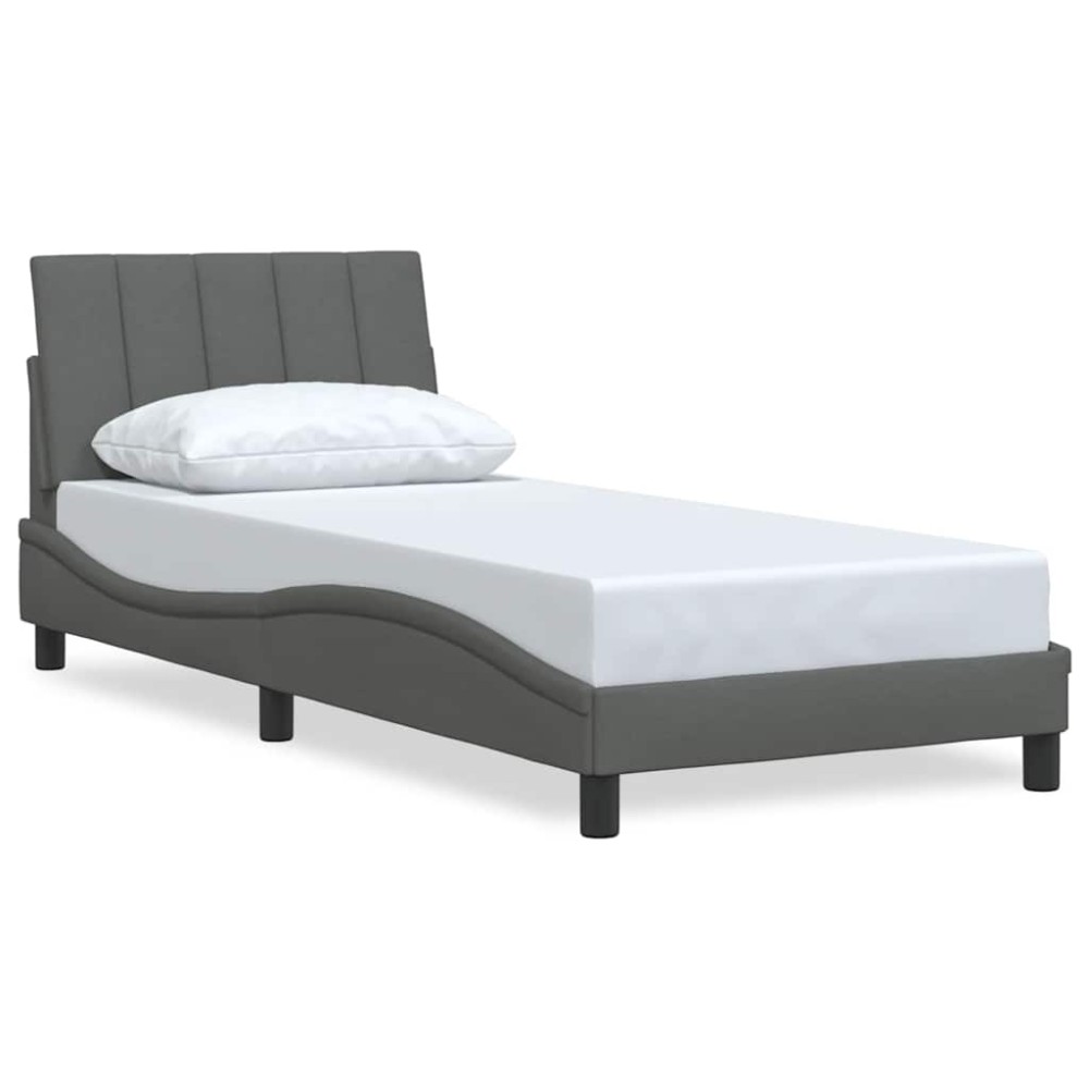 vidaXL Cadru de pat fără saltea, gri închis, 90x190 cm, textil