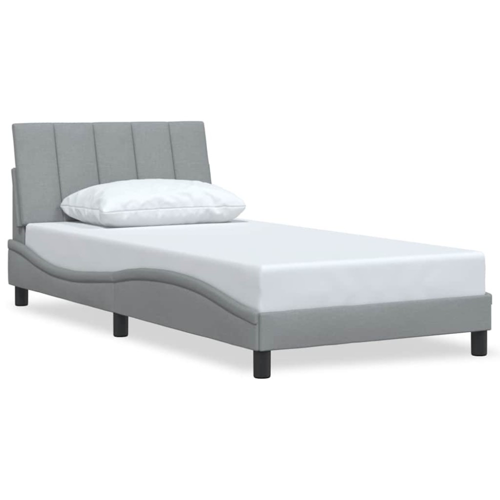 vidaXL Cadru de pat fără saltea, gri deschis, 100x200 cm, textil