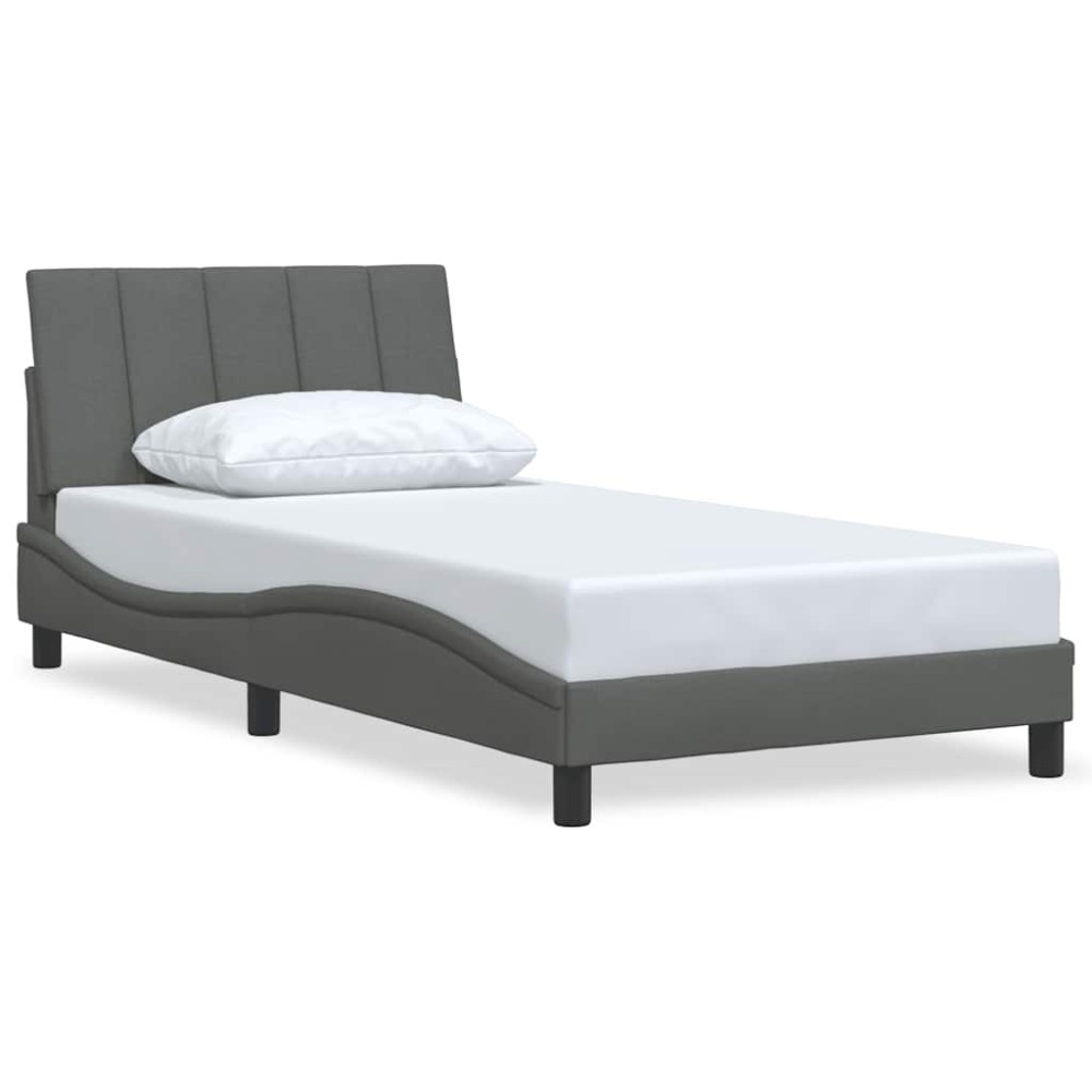 vidaXL Cadru de pat fără saltea, gri închis, 100x200 cm, textil
