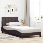 vidaXL Cadru de pat fără saltea, maro închis, 100x200 cm, textil vidaXL Cadru de pat fără saltea, maro închis, 100x200 cm, textil