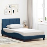 vidaXL Cadru de pat fără saltea țesătură albastră 100x200 cm vidaXL Cadru de pat fără saltea țesătură albastră 100x200 cm