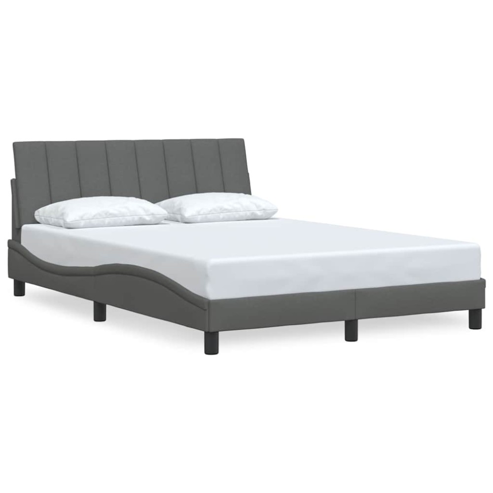 vidaXL Cadru de pat fără saltea, gri închis, 140x190 cm, textil