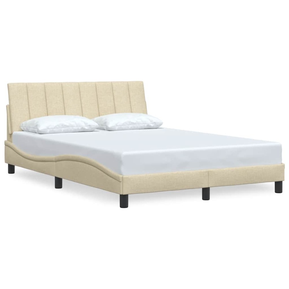 vidaXL Cadru de pat fără saltea, crem, 140x190 cm, textil