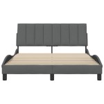 vidaXL Cadru de pat fără saltea, gri închis, 140x200 cm, textil