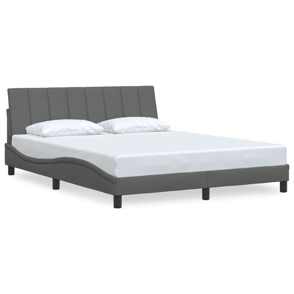 vidaXL Cadru de pat fără saltea, gri închis, 160x200 cm, textil