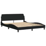 vidaXL Cadru de pat fără saltea, negru, 160x200 cm, textil vidaXL Cadru de pat fără saltea, negru, 160x200 cm, textil