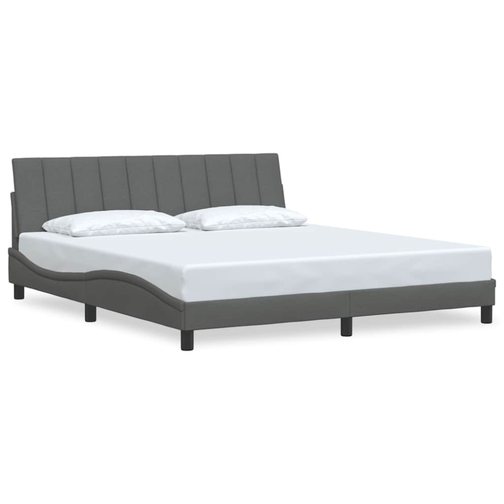 vidaXL Cadru de pat fără saltea, gri închis, 180x200 cm, textil