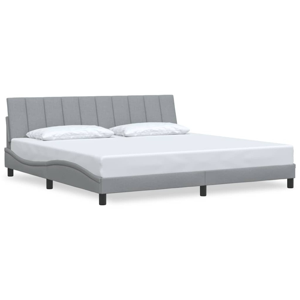 vidaXL Cadru de pat fără saltea, gri deschis, 200x200 cm, textil