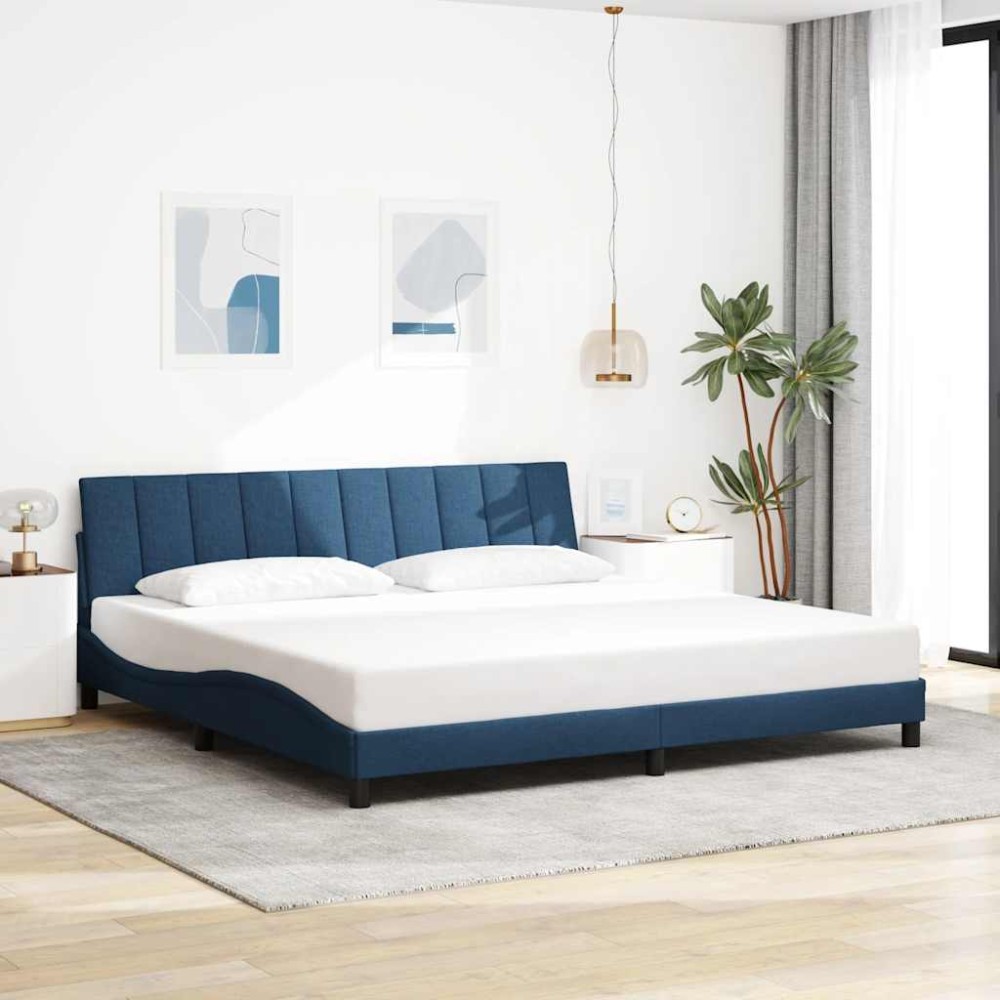 vidaXL Cadru de pat fără saltea, albastru, 200x200 cm, textil