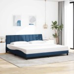 vidaXL Cadru de pat fără saltea, albastru, 200x200 cm, textil