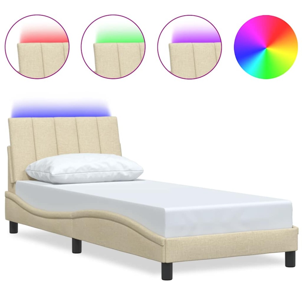vidaXL Cadru de pat fără saltea cremă 80x200 cm țesătură