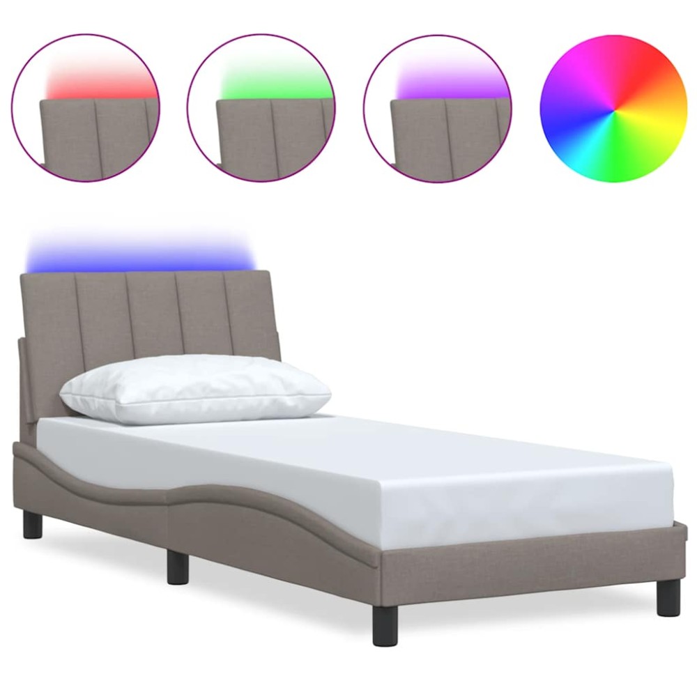 vidaXL Cadru de pat fără saltea Taupe 90x190 cm Stofa