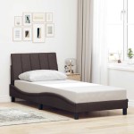 vidaXL Cadru de pat fără saltea, maro închis, 90x200 cm, textil vidaXL Cadru de pat fără saltea, maro închis, 90x200 cm, textil